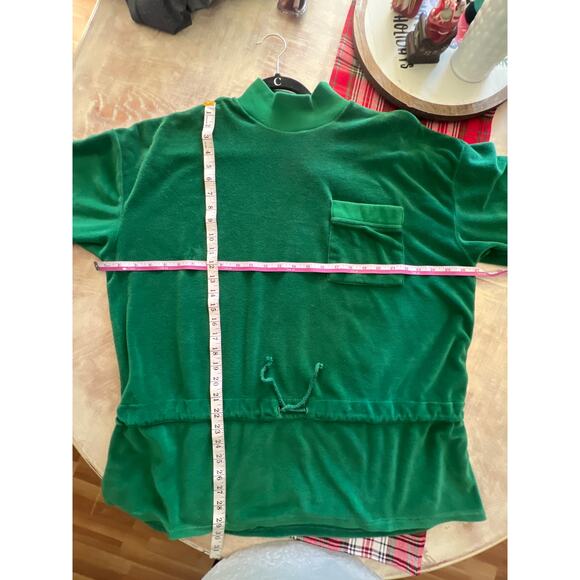 Vintage 70's T.T. Topper Sears Velour Mock neck Tunic Green top Large - Picture 6 of 7